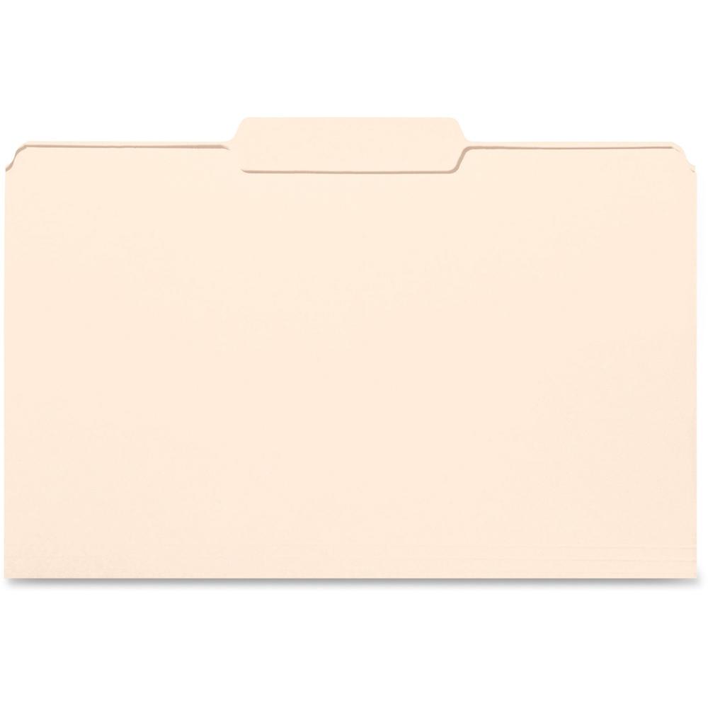 Business Source 1/3 Tab Cut Legal Recycled Top Tab File Folder - 8 1/2" x 14" - 3/4" Expansion - Manila - 10% Recycled - 100 / B