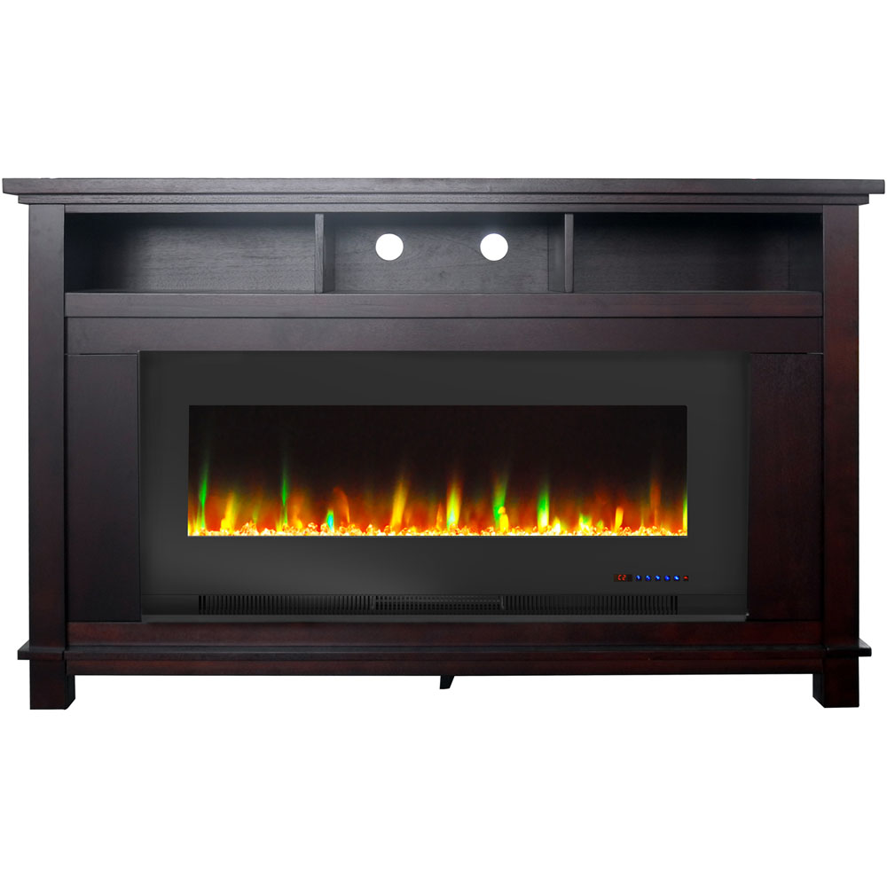 57.8" x 14.4" x 35" San Jose Fireplace Mantel with 50" Crystal Insert