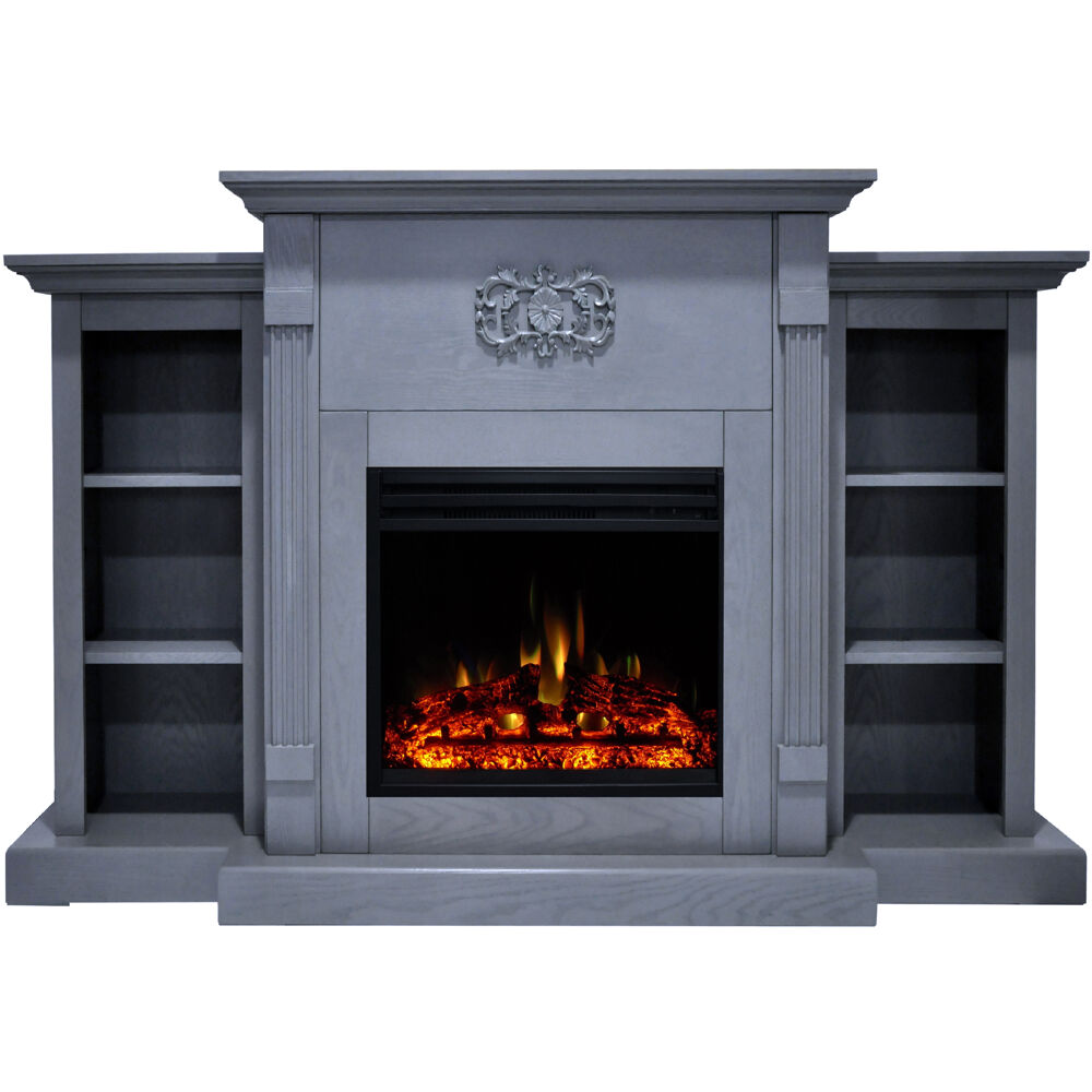 72.3"x15"x33.7" Sanoma Fireplace Mantel w/Deep & Enhanced Log Insert