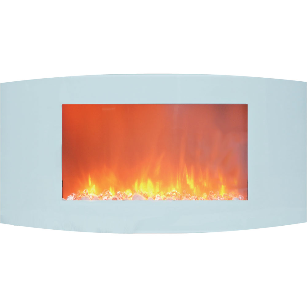 35" Curved Wall Mount Electric Fireplace with Crystals