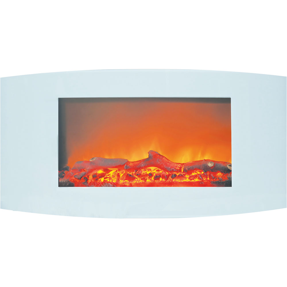 35" Curved Wall Mount Electric Fireplace with Logs