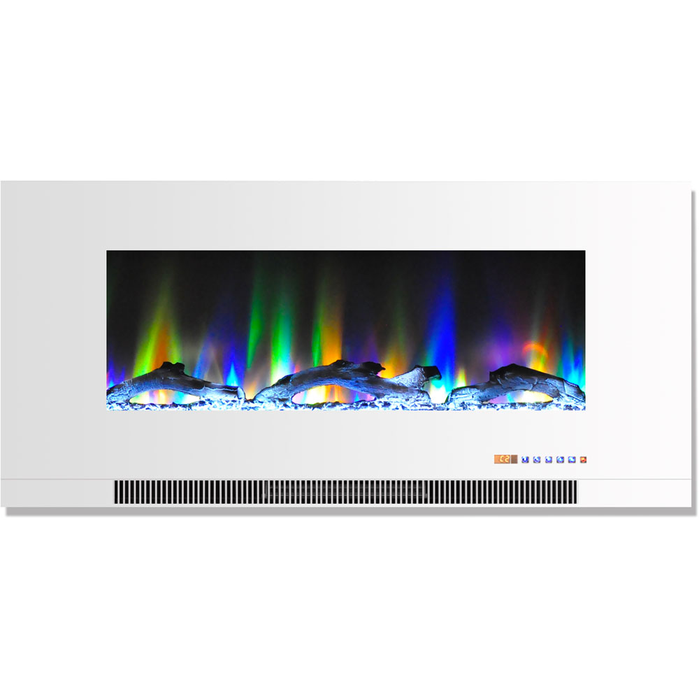 42" Color Changing Wall Mount Fireplace with Logs