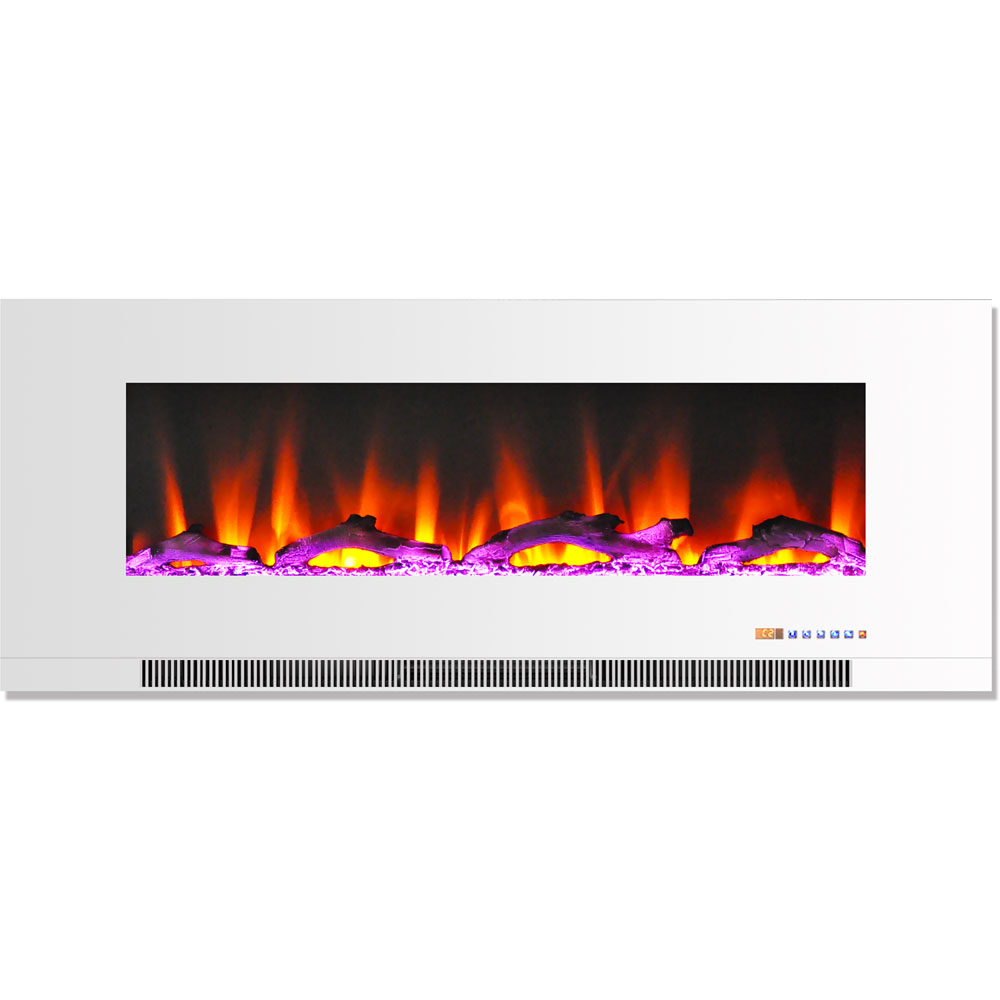 50" Color Changing Wall Mount Fireplace with Logs