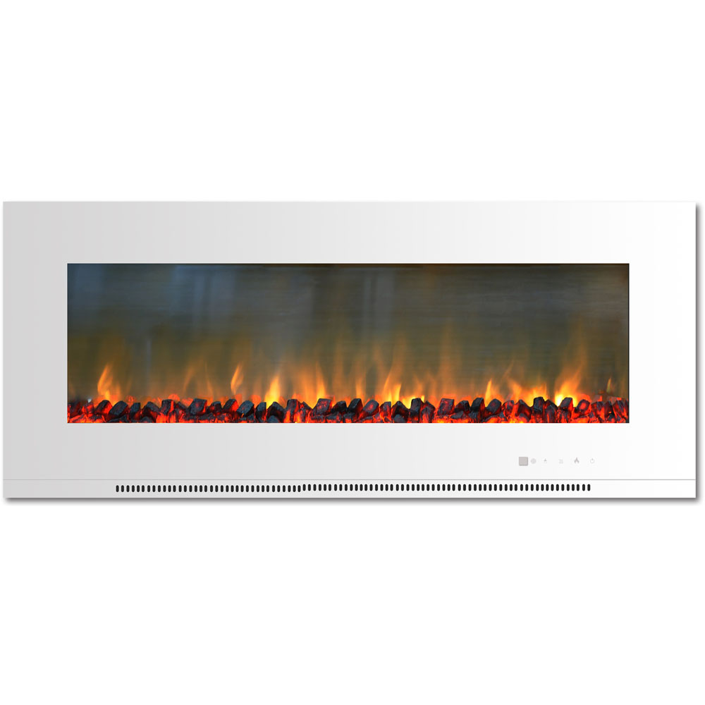 56" Wall Mount Electric Fireplace with Logs
