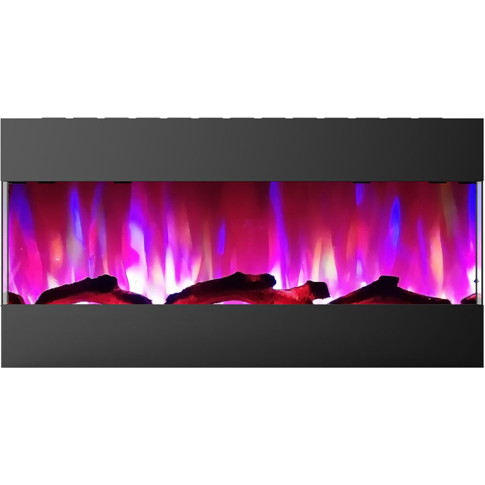 42" Recessed Wall Mount E-Fireplace with Logs