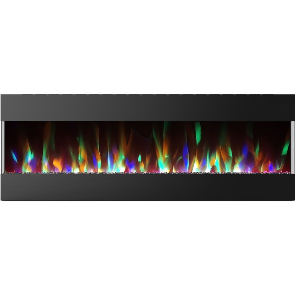 60" Recessed Wall Mount E-Fireplace with Crystals