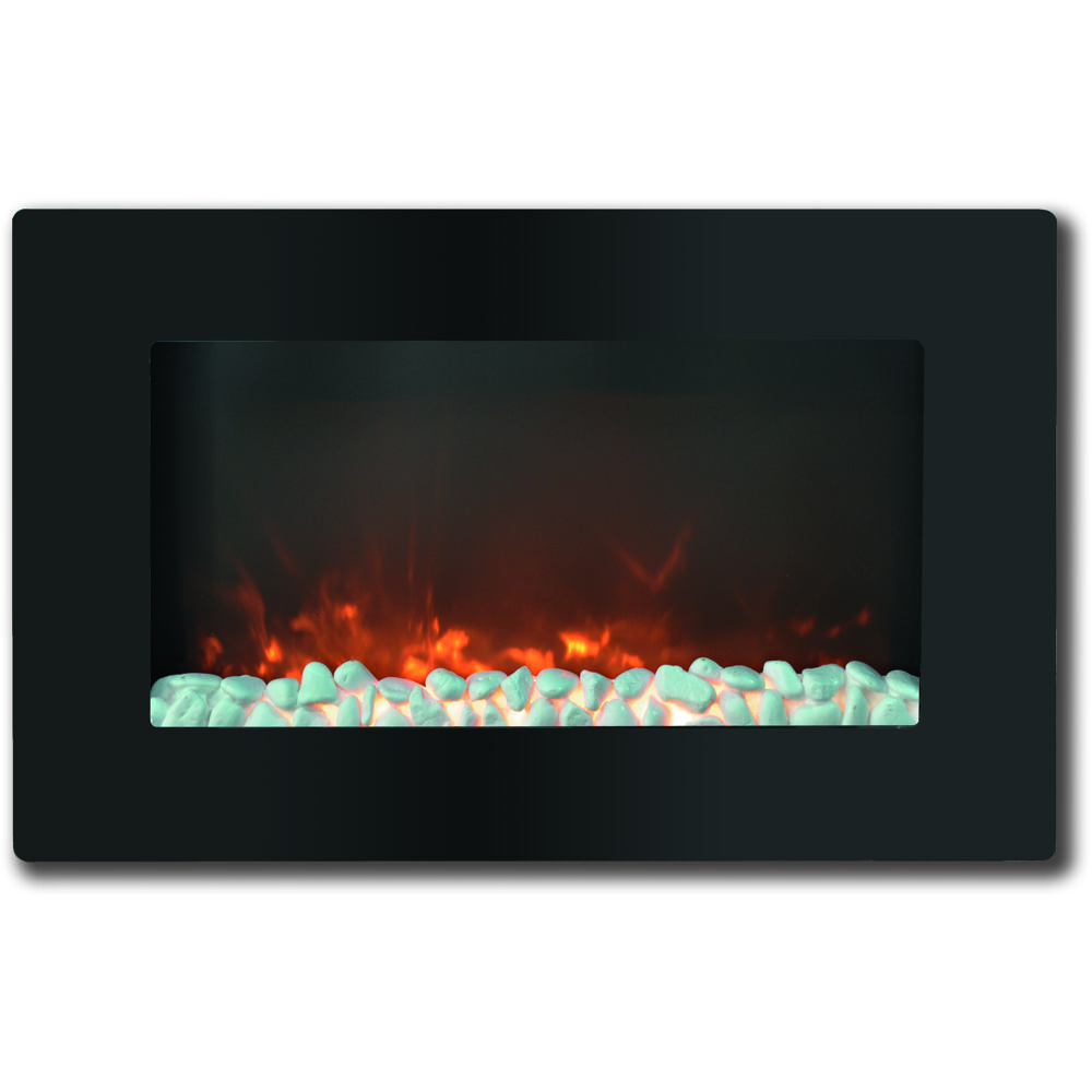 30" Wall Mount Electronic Fireplace with Crystal Rocks