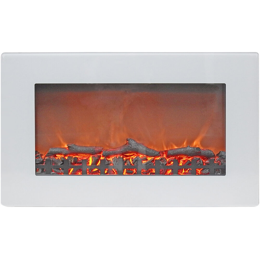 30" Wall Mount Electronic Fireplace with Logs