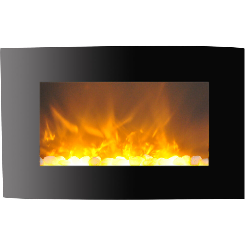 35" Curved Wall Mount Electronic Fireplace with Crystal Rocks