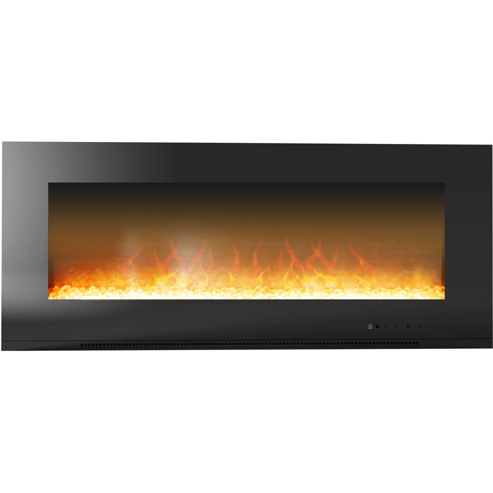 56" Wall Mount Electronic Fireplace with Crystal Rocks