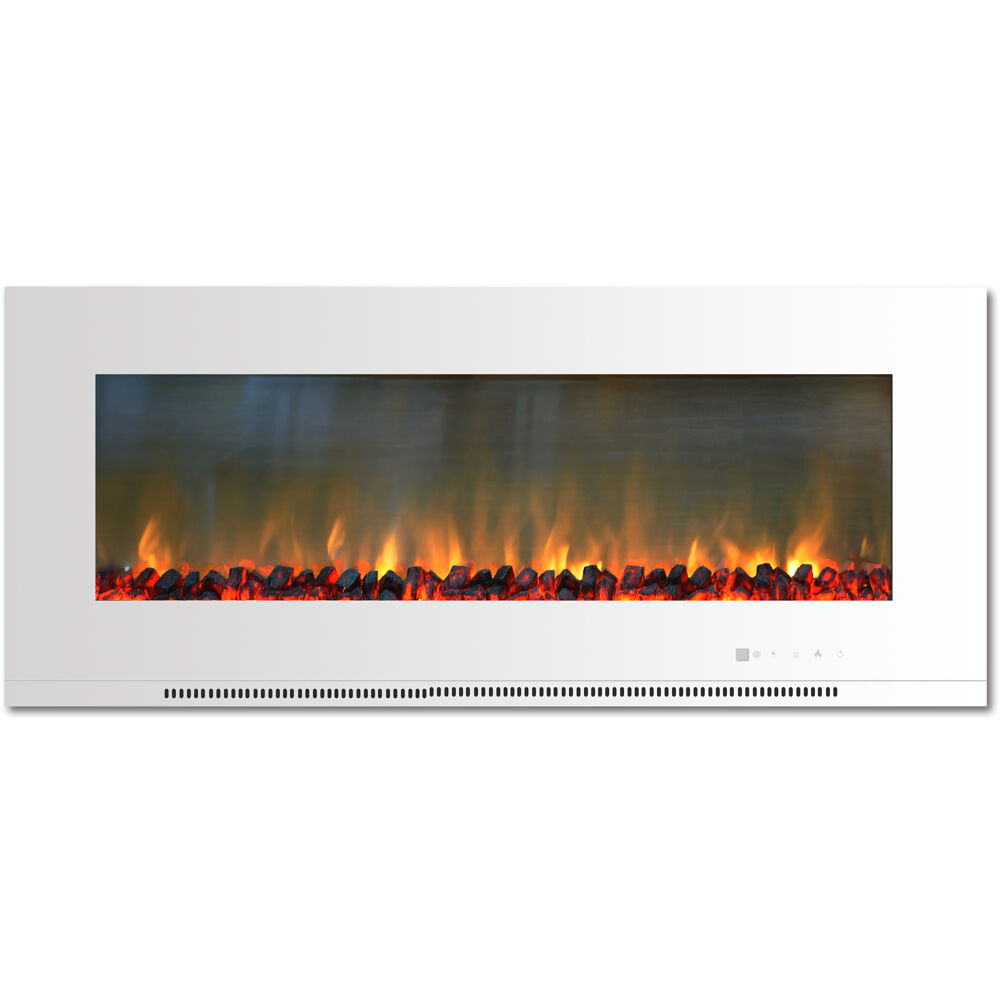 56" Wall Mount Electronic Fireplace with Logs