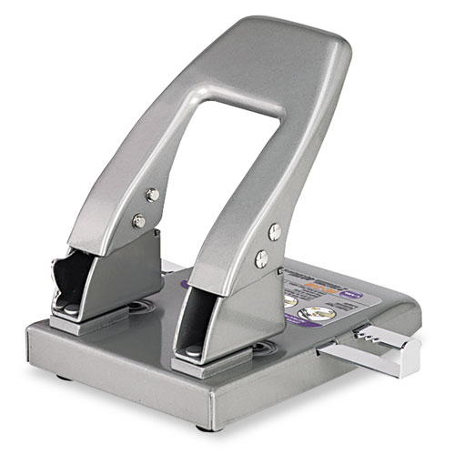 40-Sheet Capacity HC-240 Two-Hole Punch, 9/32" Holes, Paper Guide, Silver