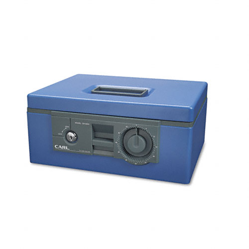 12" Wide Security Box w/Dual Lock, Removable Cash/Coin Tray, Steel, Blue
