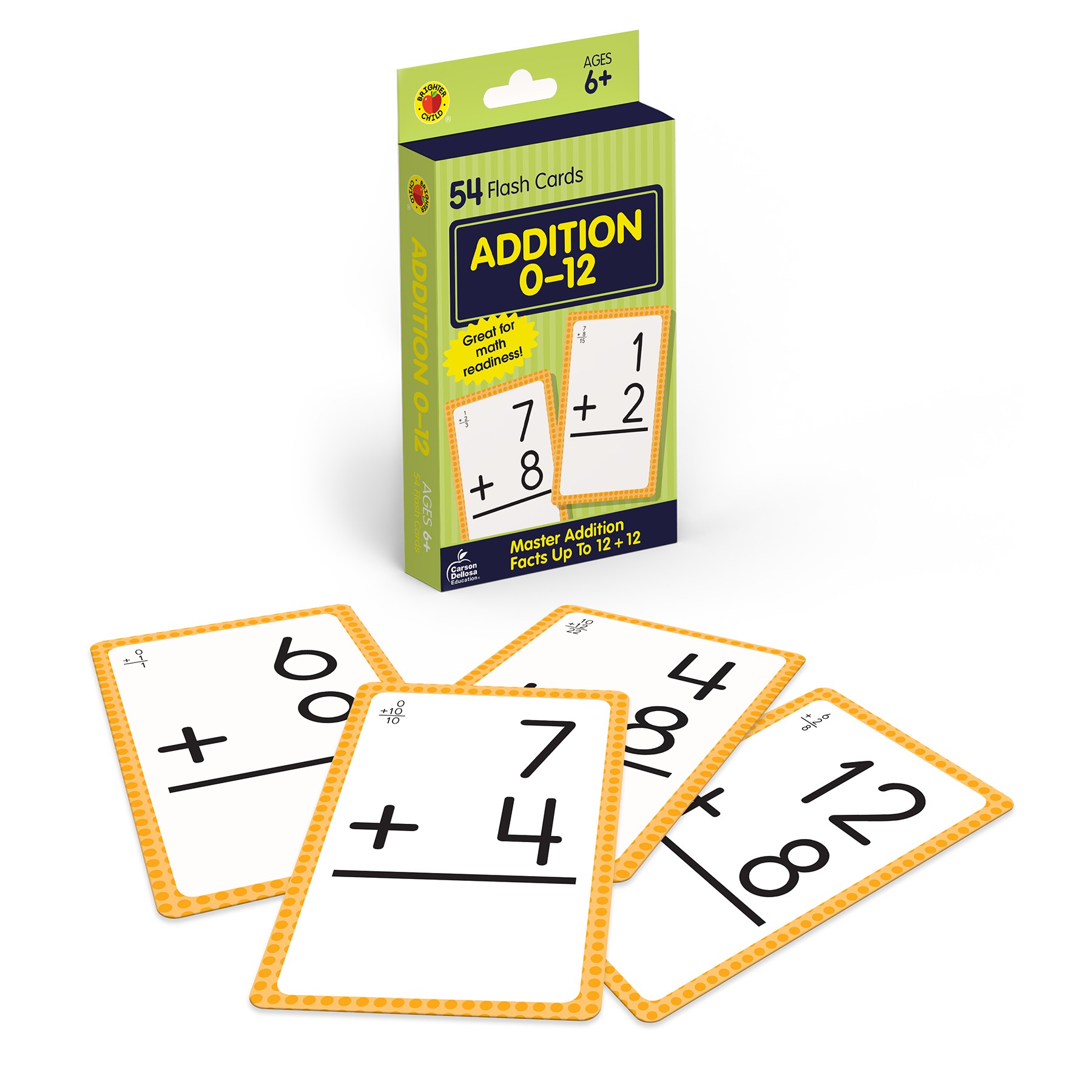Addition 0 to 12 Flash Cards, 54 Cards