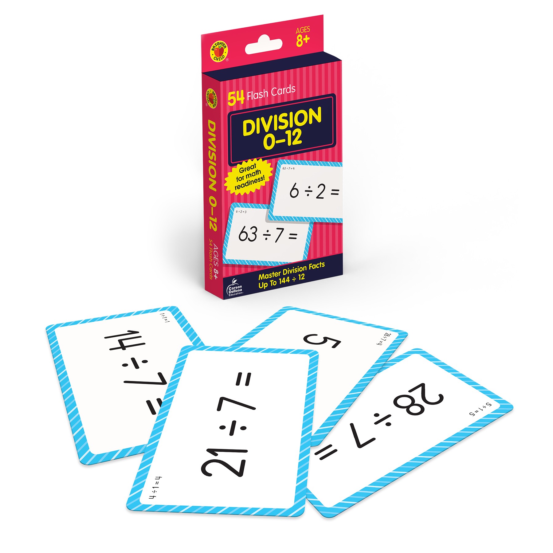 Division 0 to 12 Flash Cards, 54 Cards