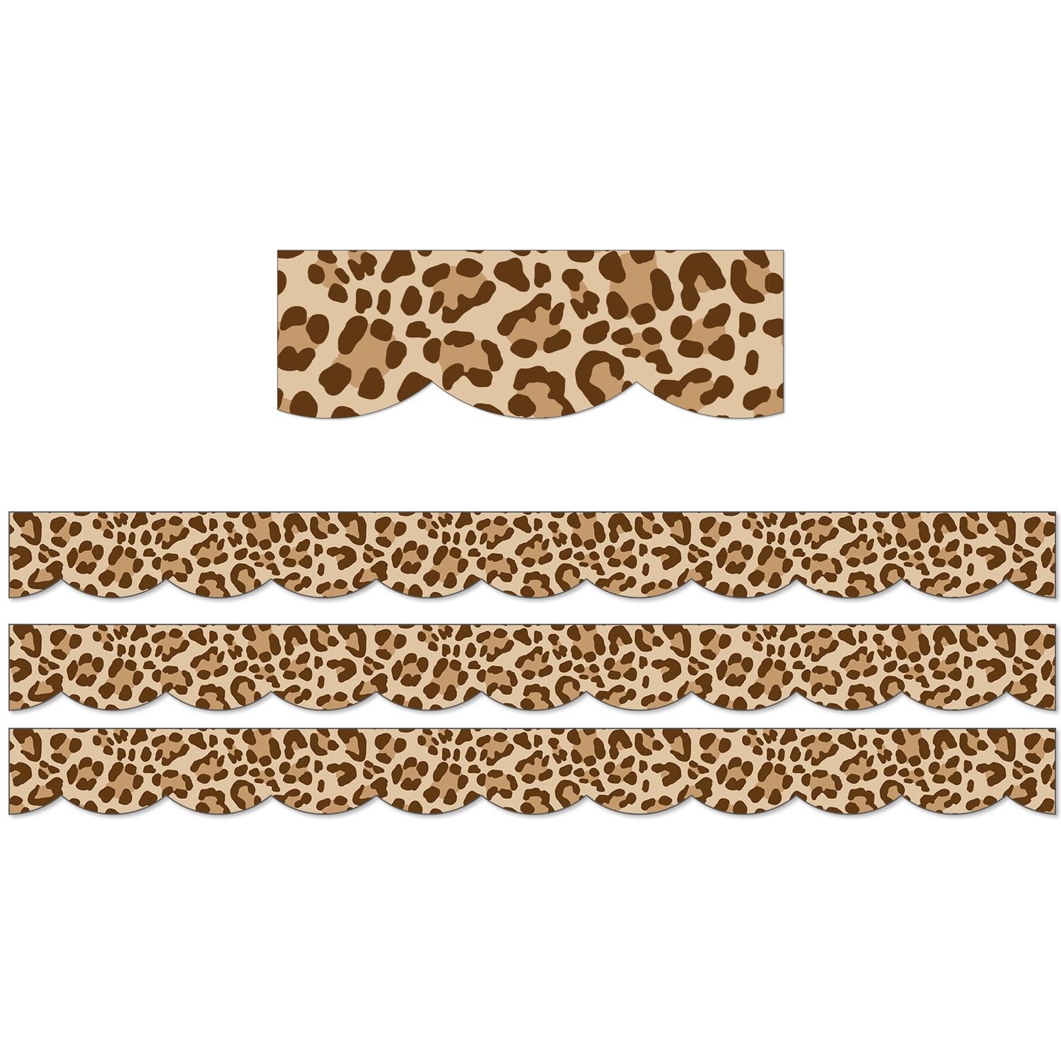Simply Safari Leopard Scalloped Border, 39 Feet Per Pack, 3 Packs