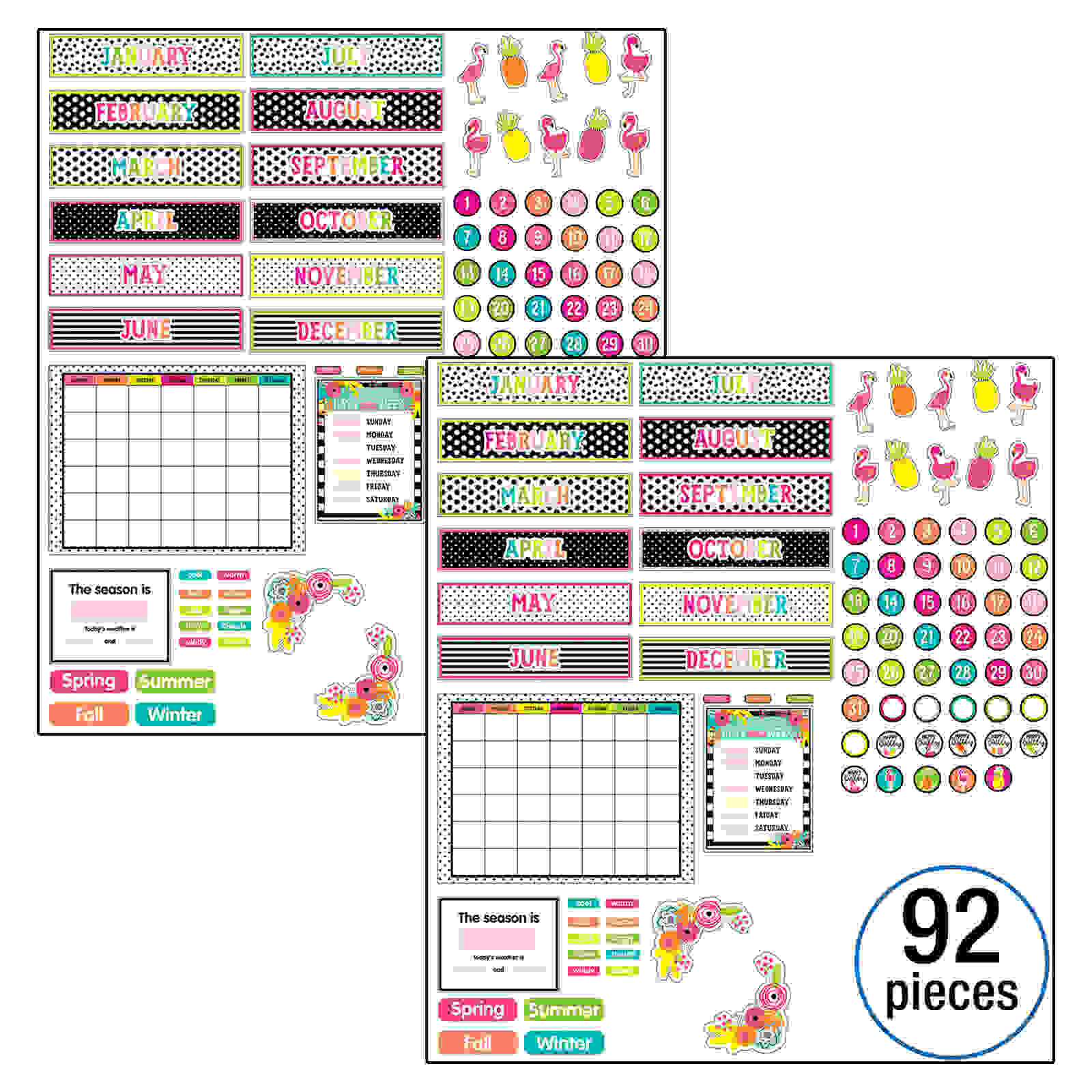 Simply Stylish Tropical Pineapple Calendar Bulletin Board Set, 2 Sets