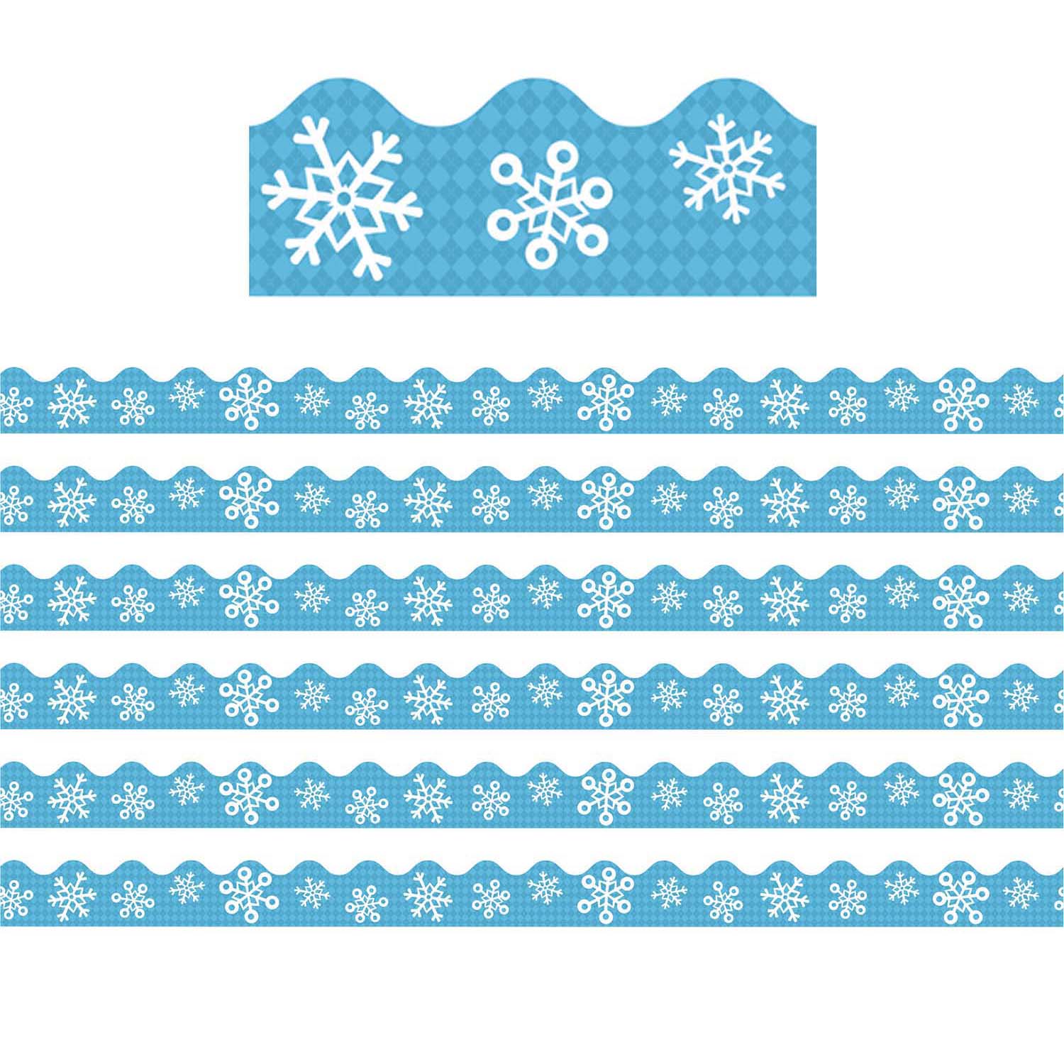 Snowflakes and Argyle Scalloped Border, 39 Feet Per Pack, 6 Packs