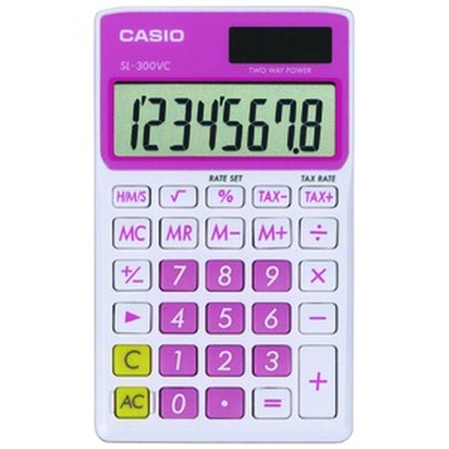 CASIO SL300VCPKSIH Solar Wallet Calculator with 8-Digit Display (Pink)