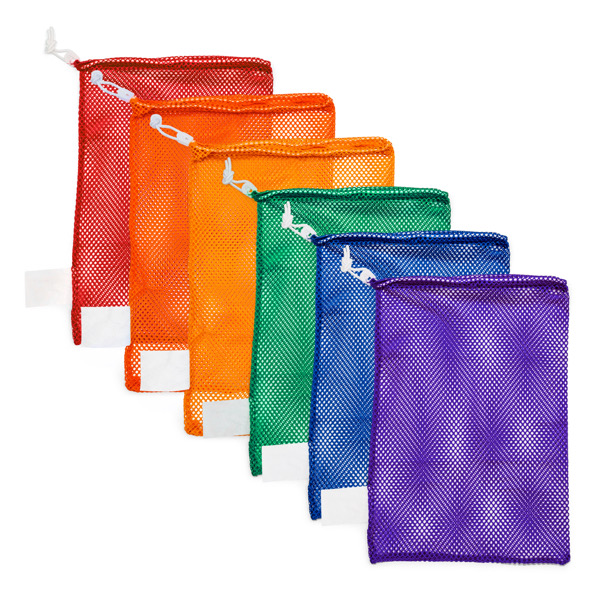 Mesh Equipment Bag, 12" x 18", Assorted Colors, Pack of 6