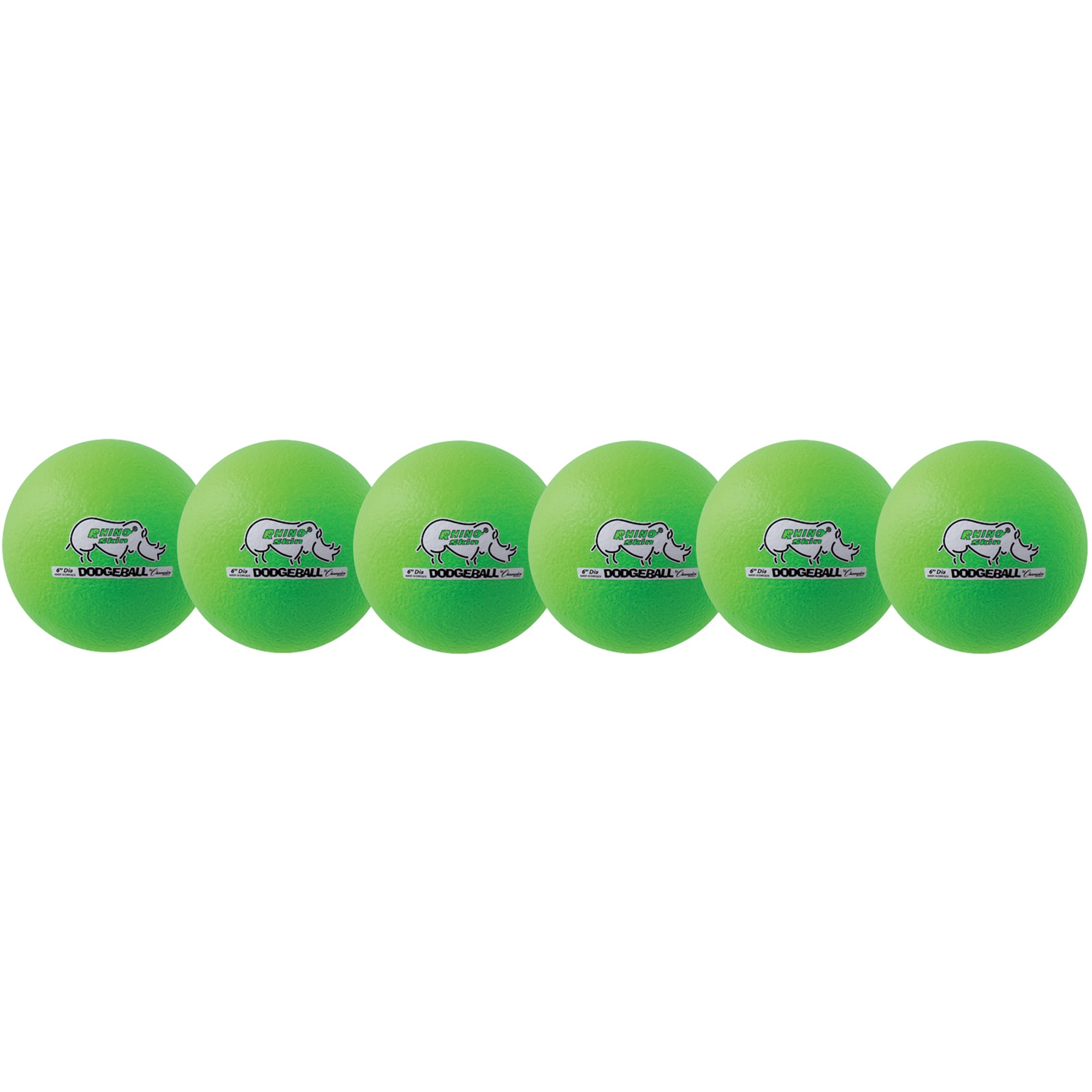 Rhino Skin 6-Inch Low Bounce Dodgeball Set, Neon Green, Set of 6