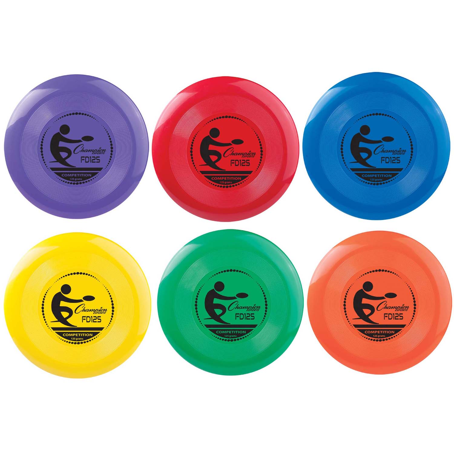 Plastic Disc, 125g, Assorted Colors, Pack of 6