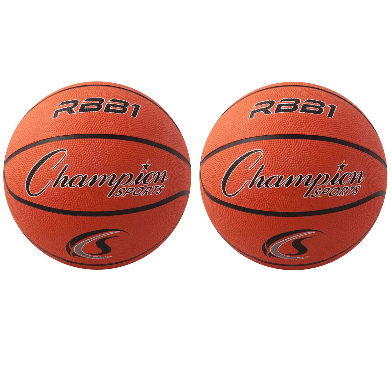 Offical Size Rubber Basketball, Orange, Pack of 2