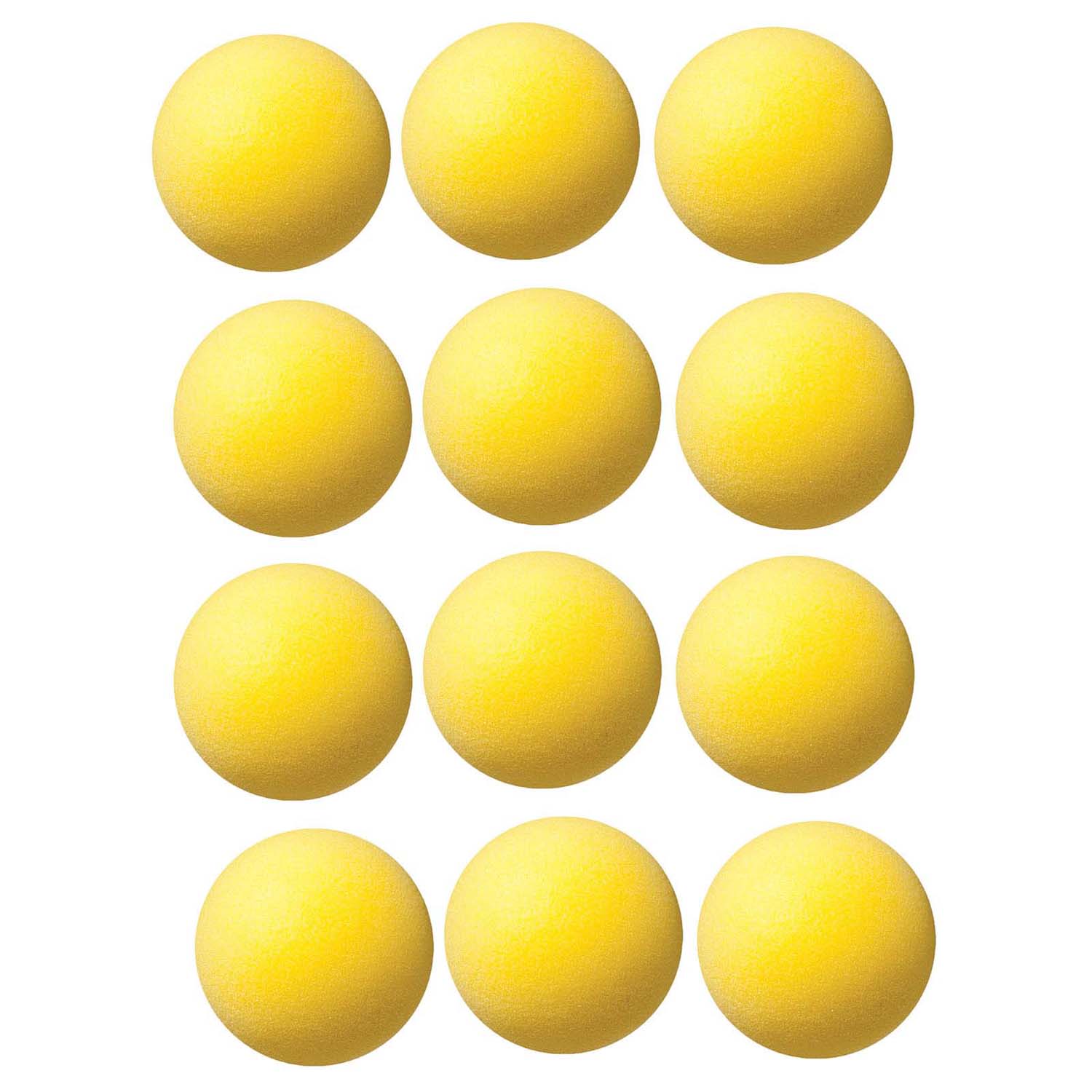 Uncoated Regular Density Foam Ball, 4", Yellow, Pack of 12