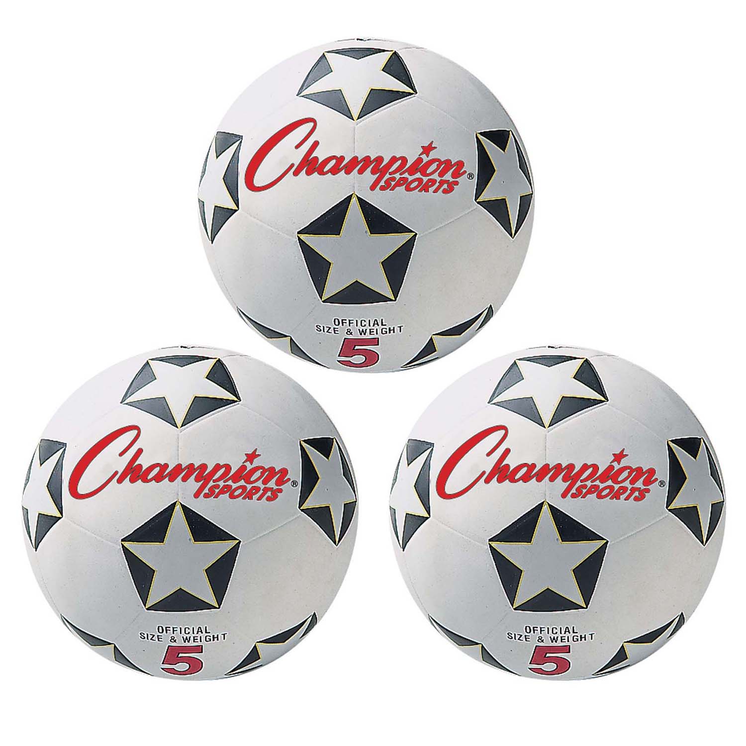 Rubber Soccer Ball Size 5, Pack of 3