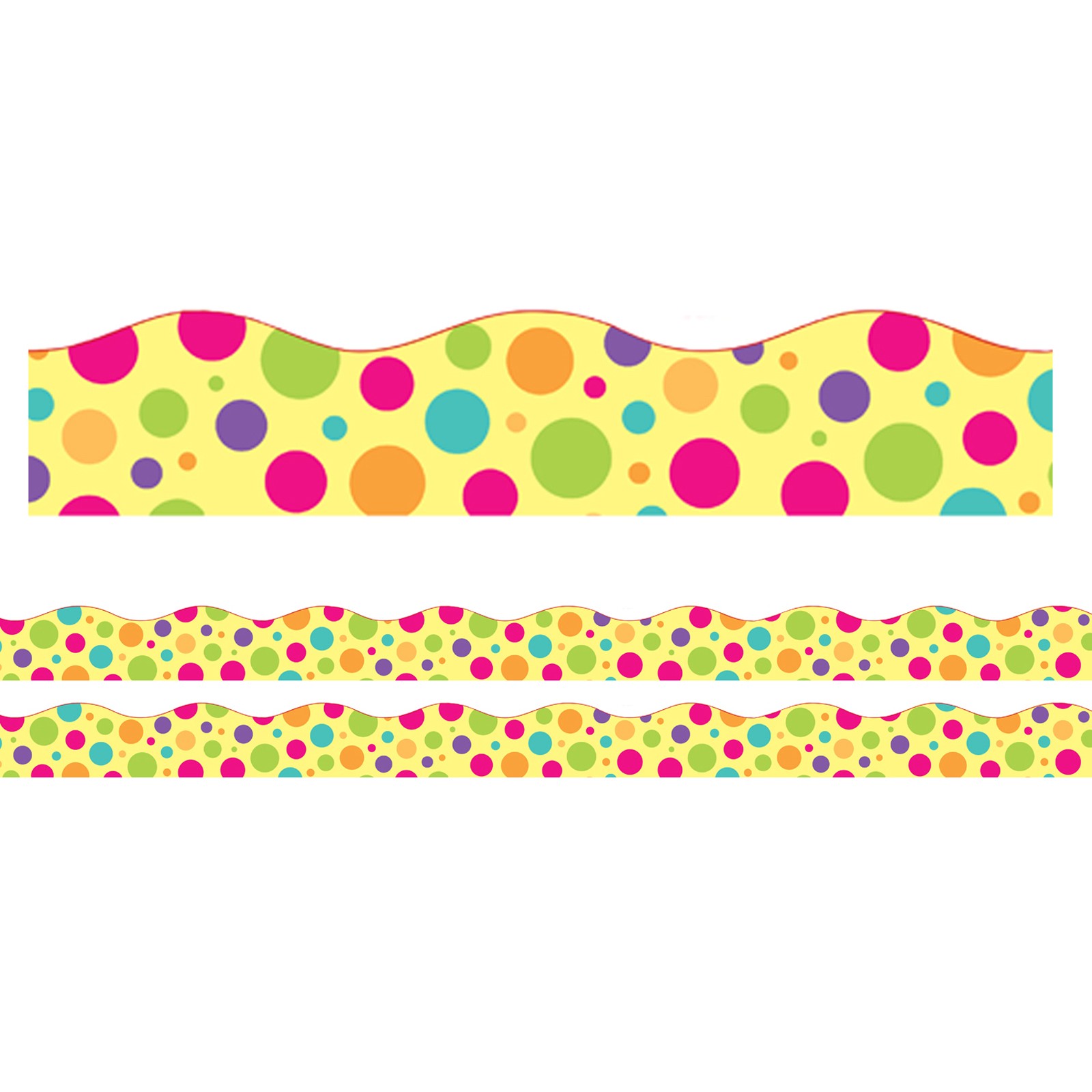 Borders/Trims, Magnetic, Scallop Cut - 1-1/2" x 24", Colorful Dot Theme, 24' per Pack, 2 Packs