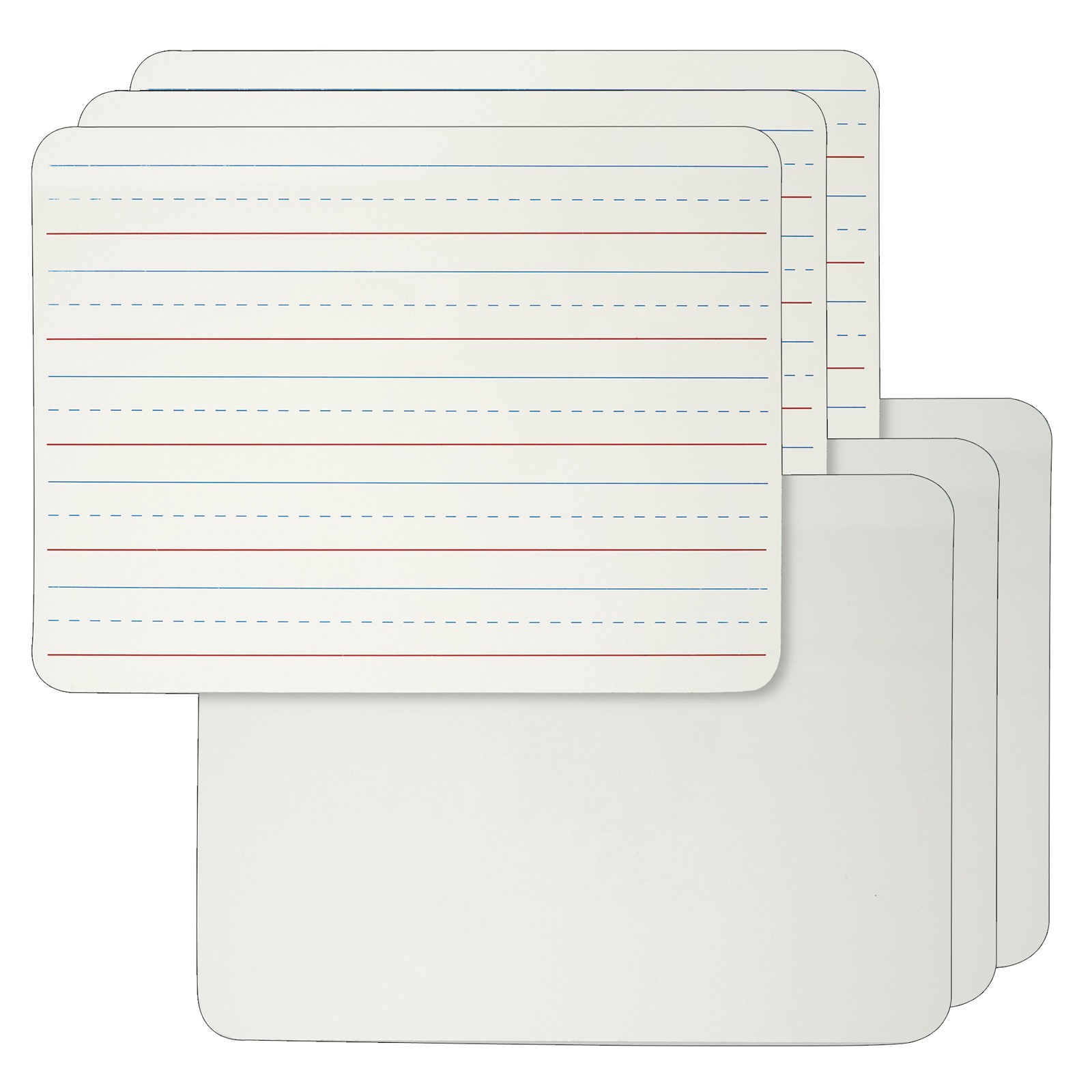 Dry Erase Board, 2-Sided Lined/Plain, 9" x 12", Pack of 6
