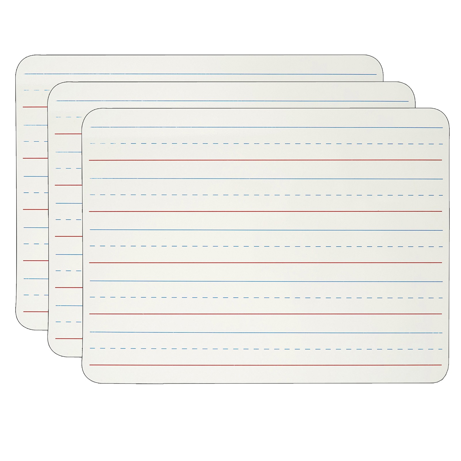 Dry Erase Board, Two Sided Magnetic, Plain/Lined, Pack of 3