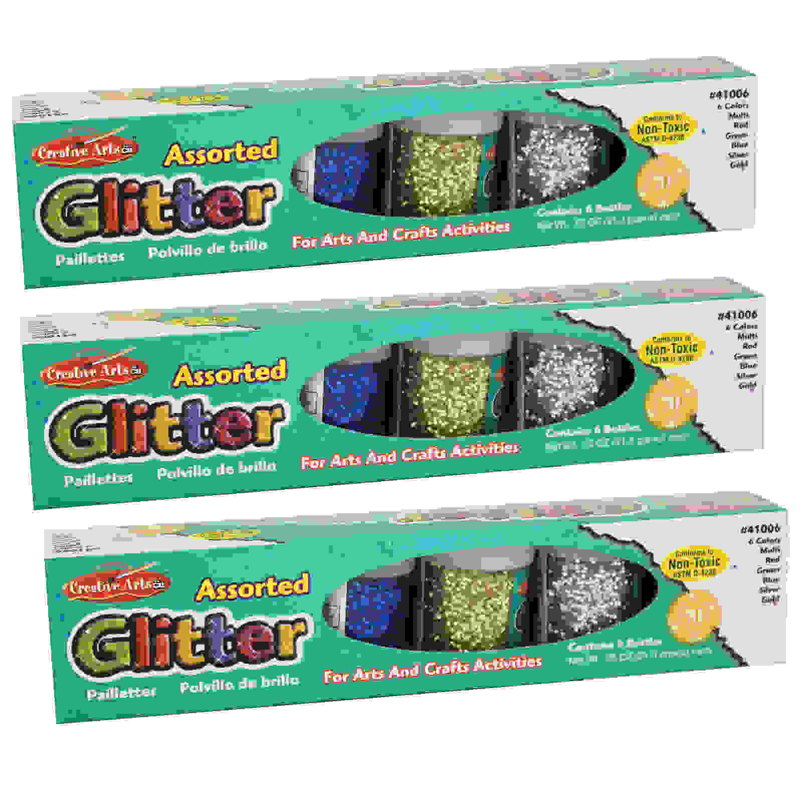 Creative Arts Glitter Set, 6 Per Pack, 3 Packs