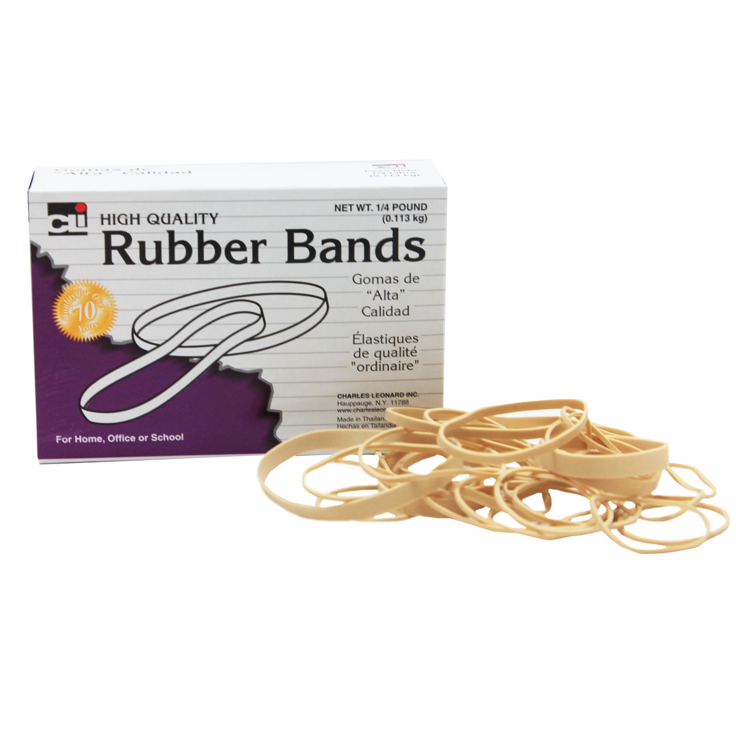 Rubber Bands, Assorted Sizes, 1/4 lb. Box