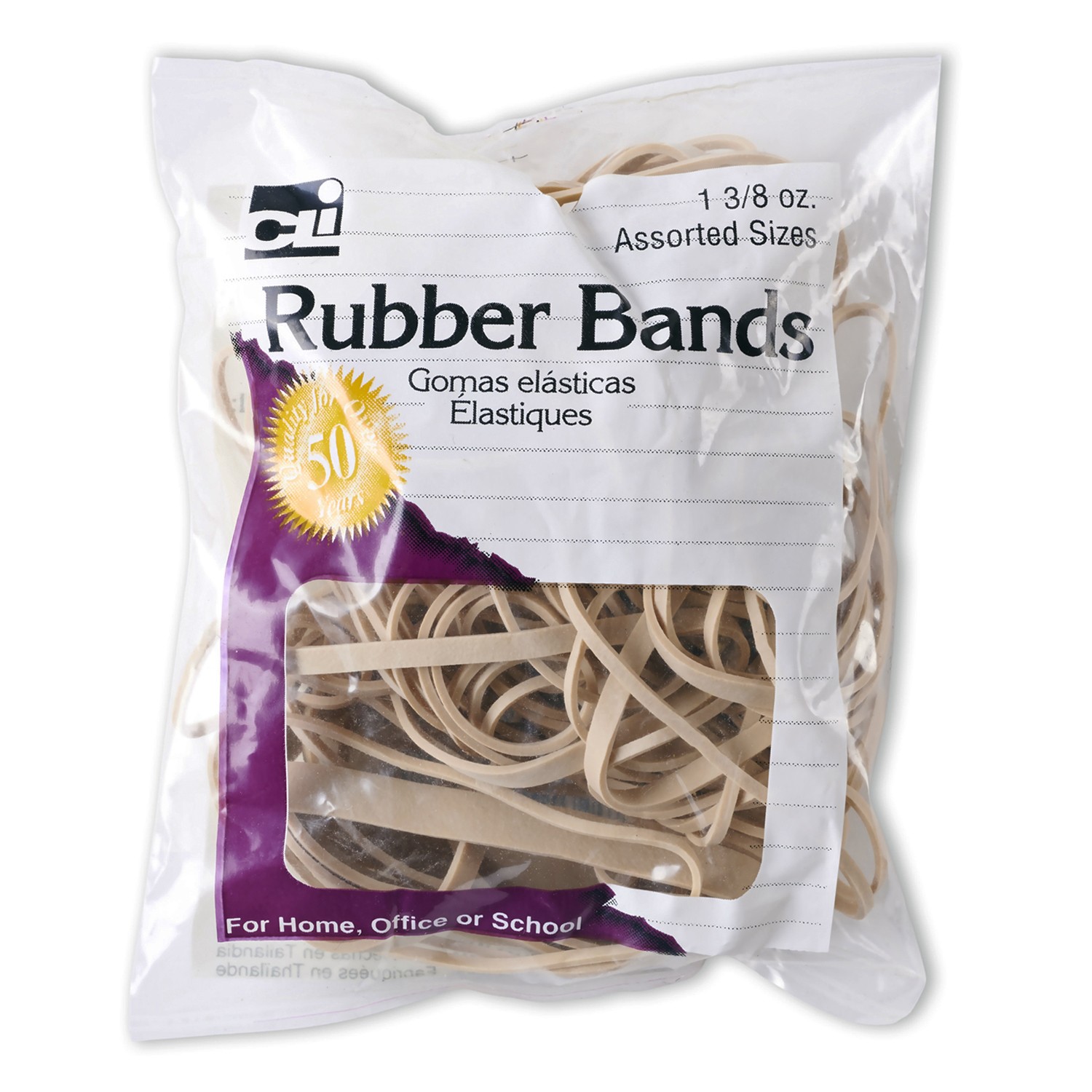 Rubber Bands, Assorted Sizes, Natural Color, 1 3/8 oz. bag