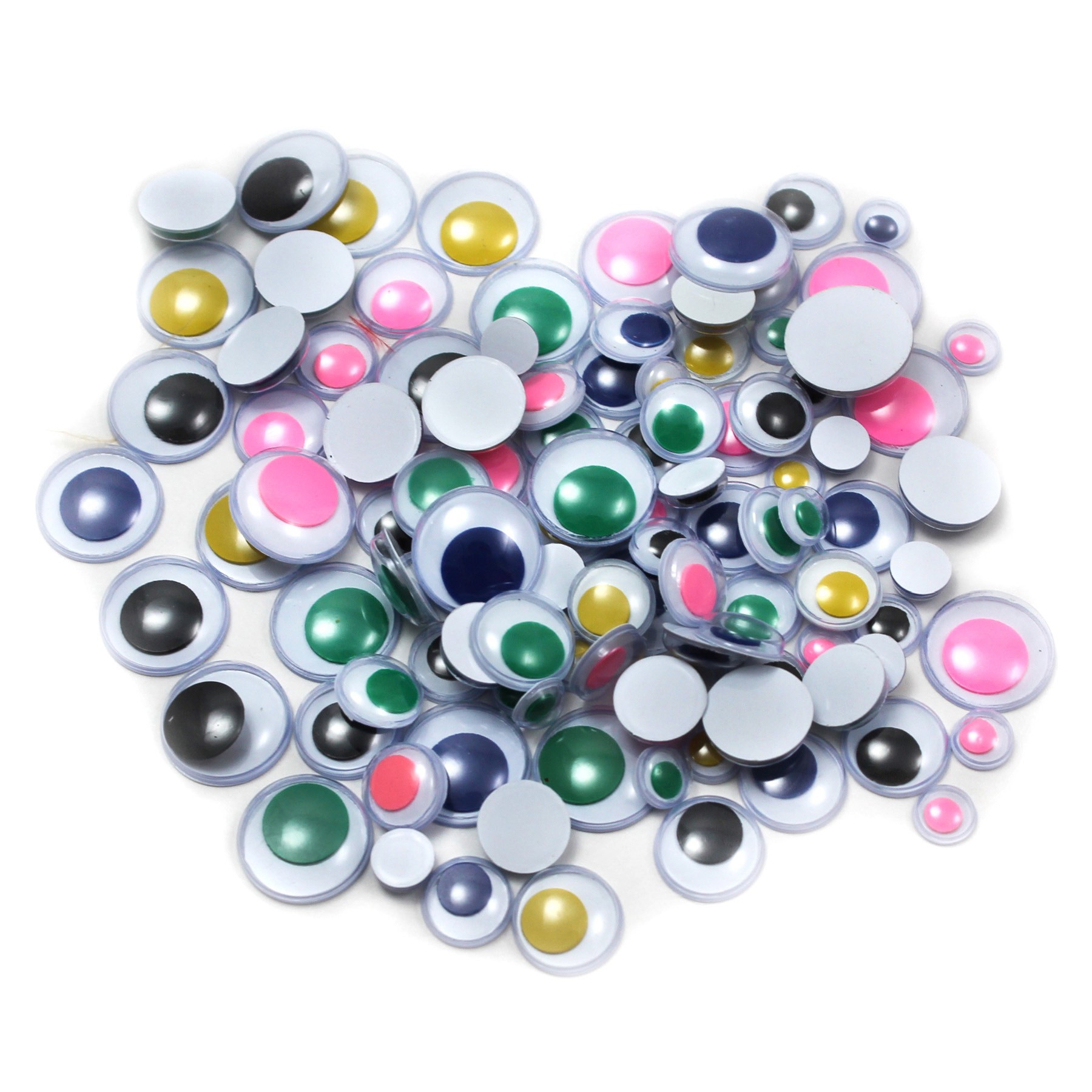 Creative Arts Wiggle Eyes, Round, Assorted Sizes & Colors, Bag of 100
