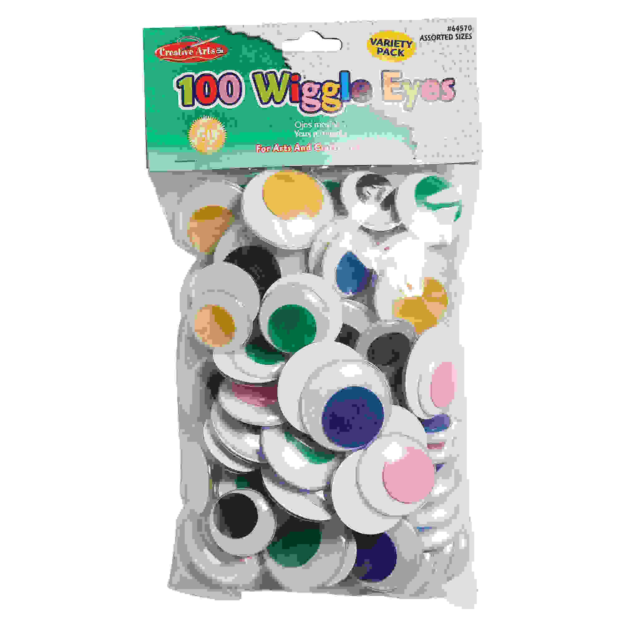 Wiggle Eyes, Jumbo Round, Assorted Colors & Sizes, Pack of 100