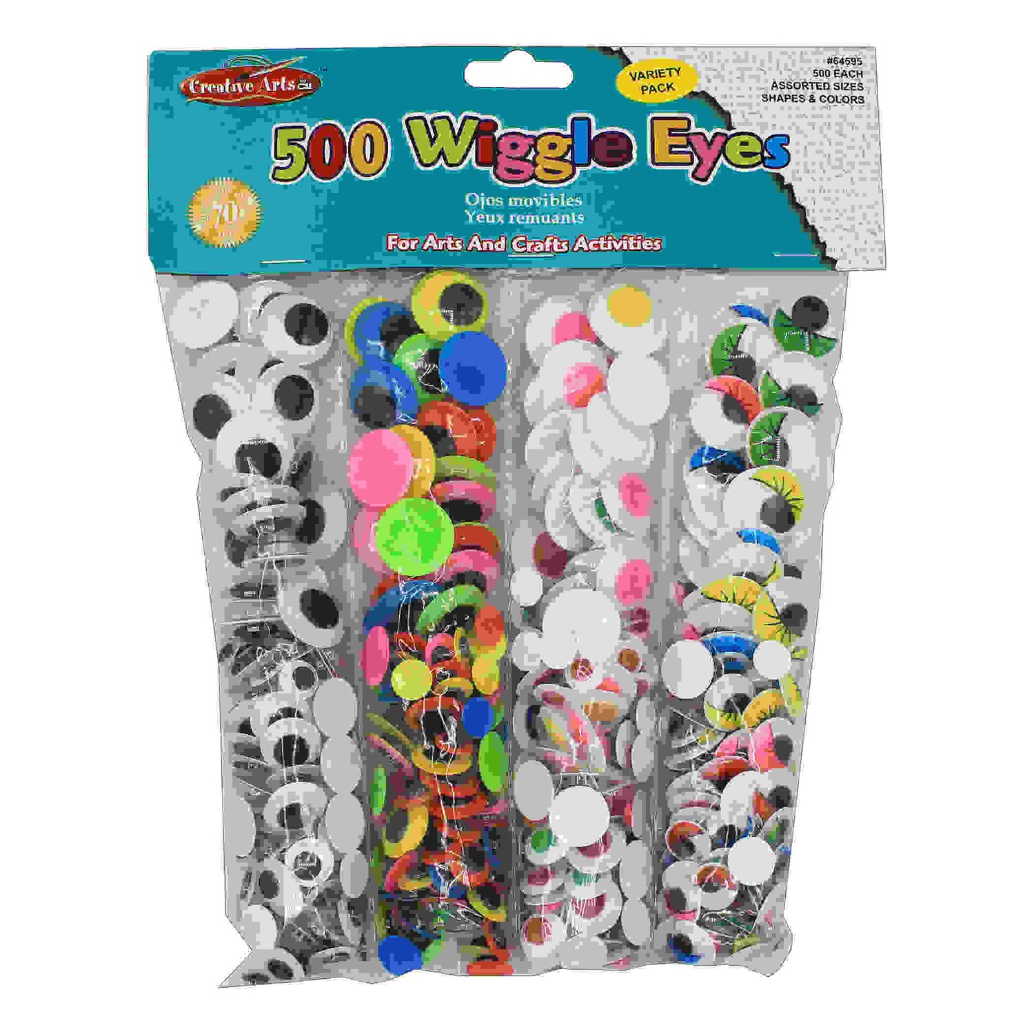 Creative Arts Wiggle Eyes Classpack, Assorted Sizes & Colors, Pack of 500