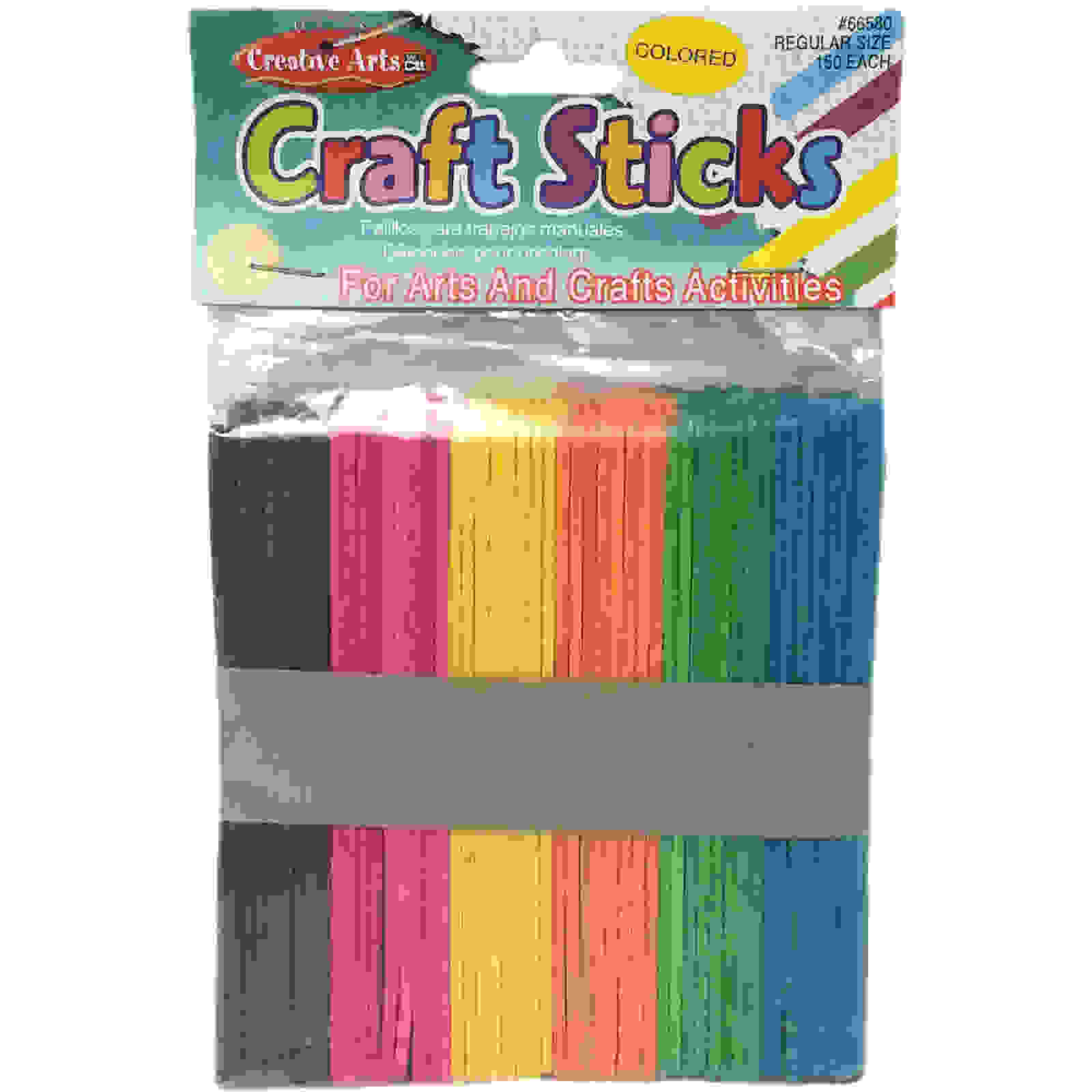 Colored Craft Sticks, Regular Size, 4-1/2" x 3/8", 150 Per Pack, 12 Packs