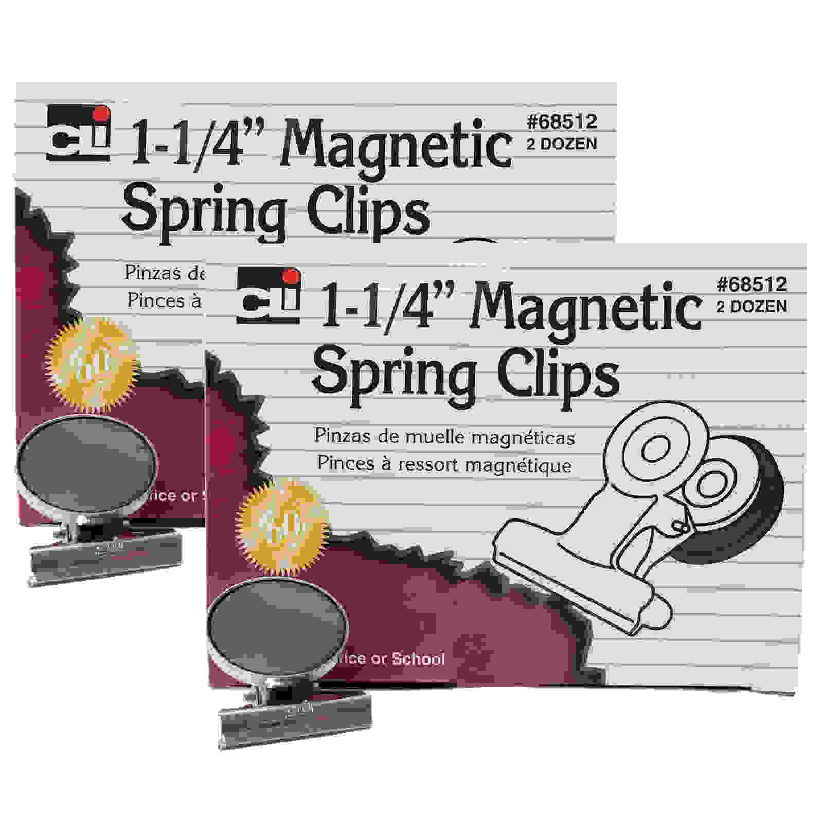 Magnetic Spring Clips, 1-1/4", 24 Per Box, 2 Boxes