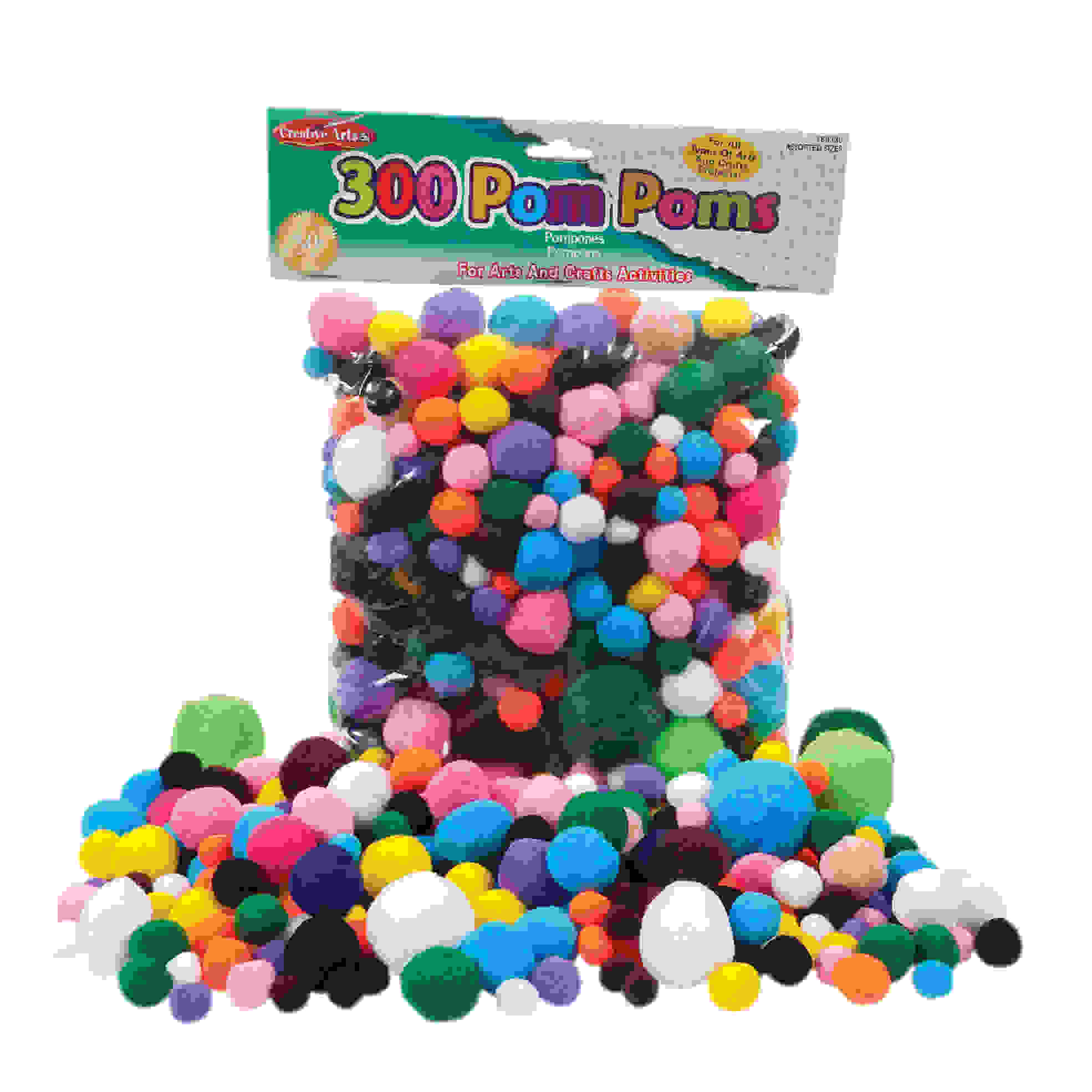 Creative Arts Pom-Poms, Assorted Sizes/Colors, Bag of 300
