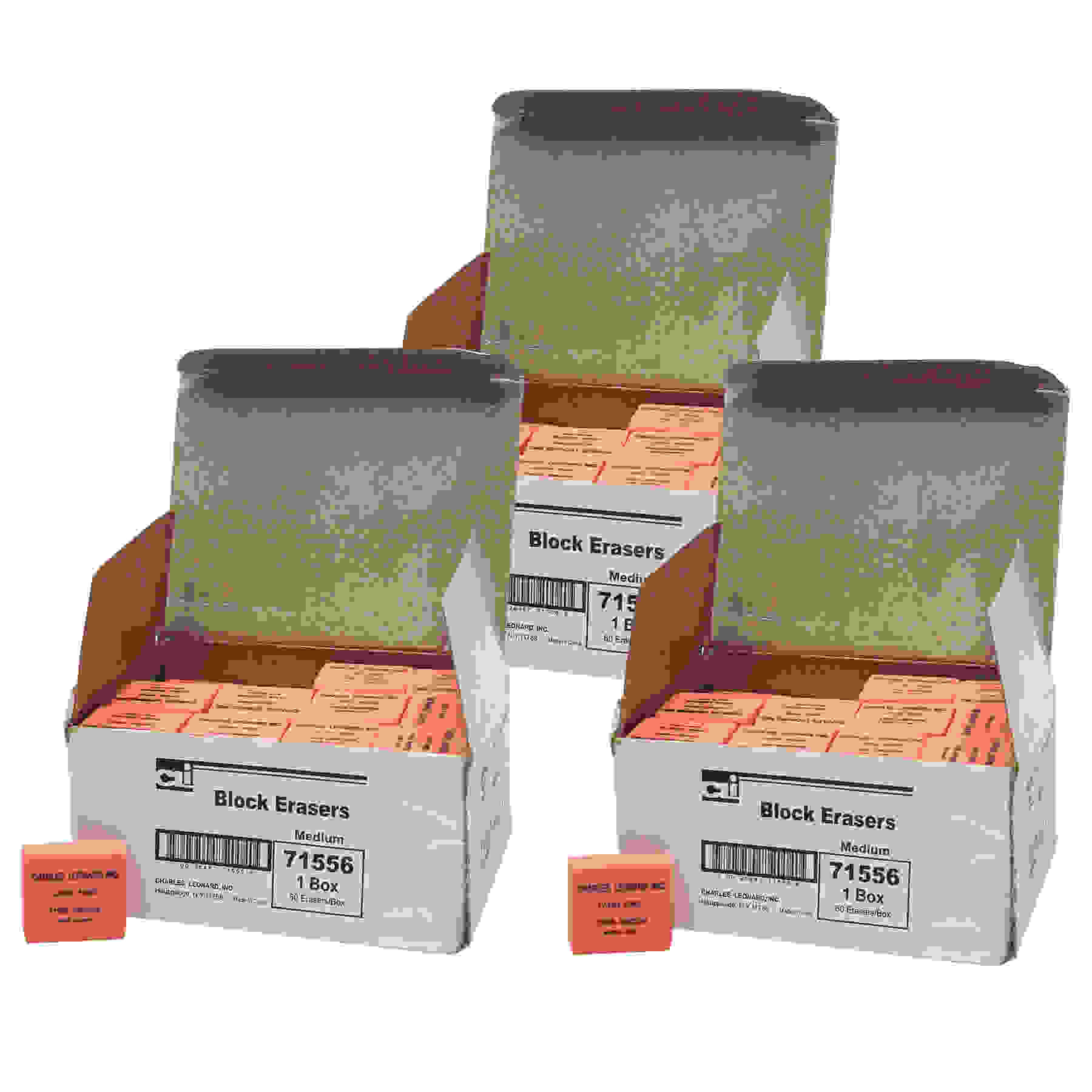 Pencil Eraser - Synthetic - Latex Free - Block Shape - Medium - 60 per Box, 3 Boxes
