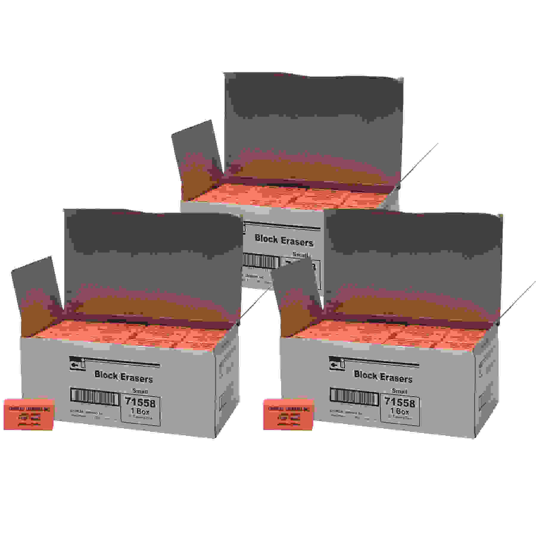 Pencil Eraser - Synthetic - Latex Free - Block Shape - Small - 80 per Box, 3 Boxes