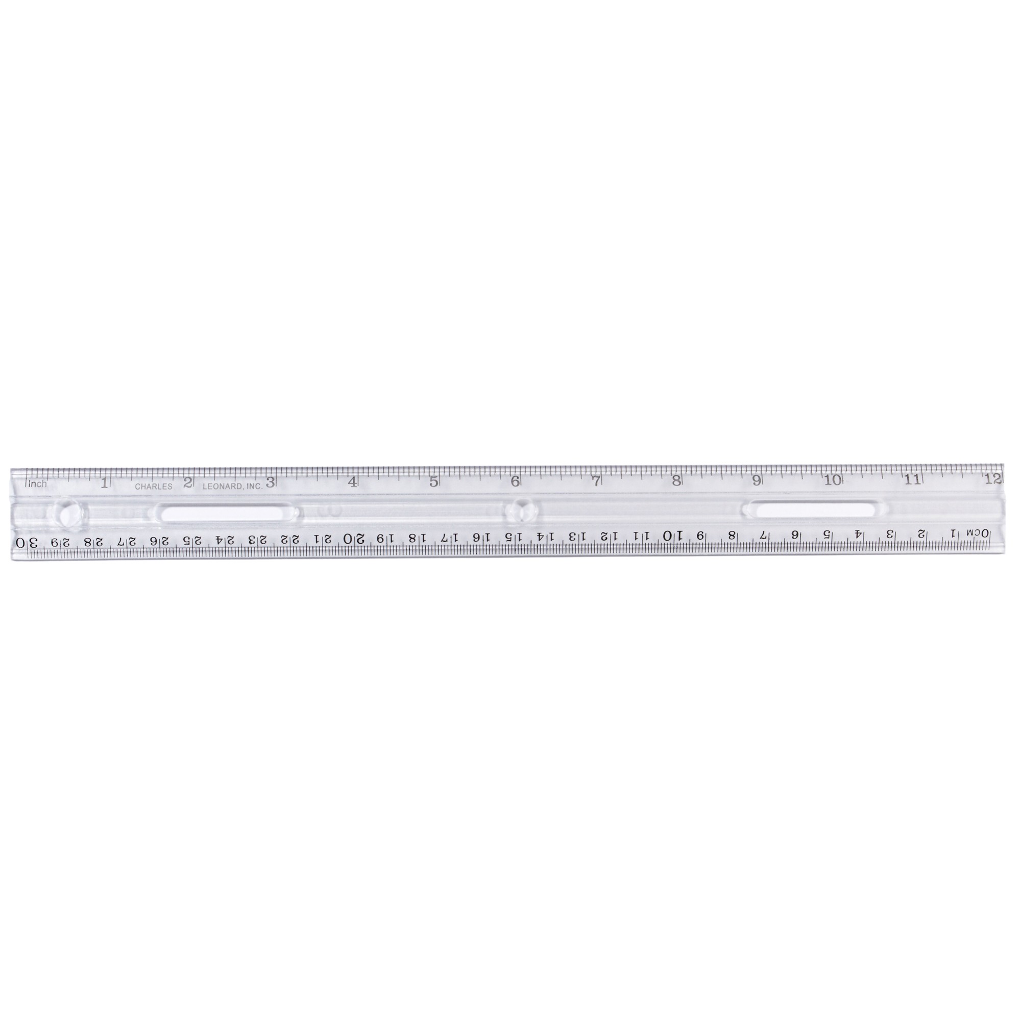 Plastic Ruler, Double Bevel, 12", Clear