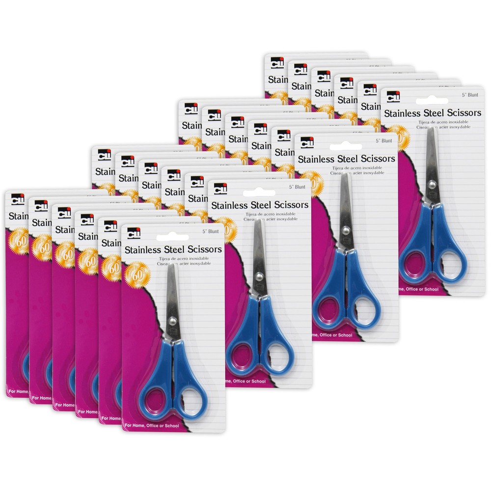 Student Scissors, 5" Blunt Tip, Assorted Colors, Pack of 24