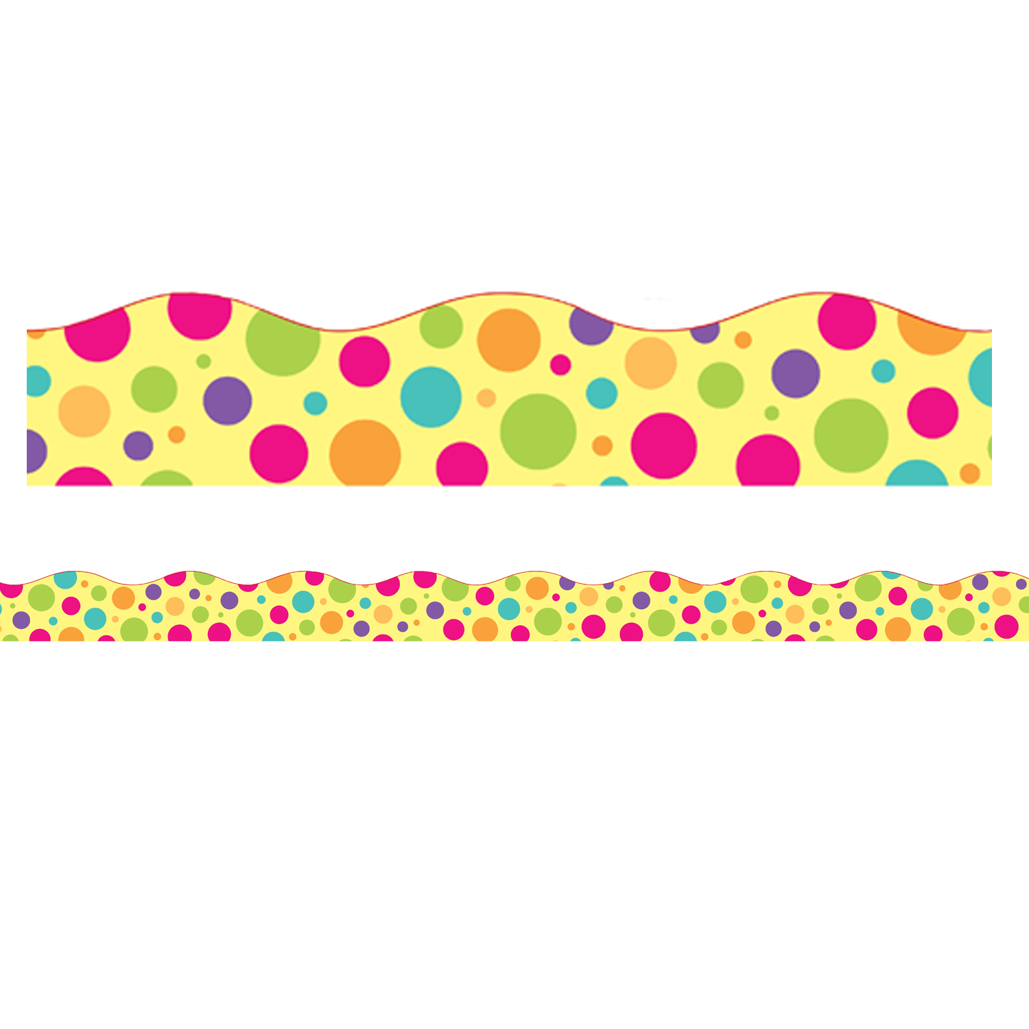 Magnetic Scallop Borders/Trims, 1.5" x 24", Colorful Dot Theme, Pack of 12