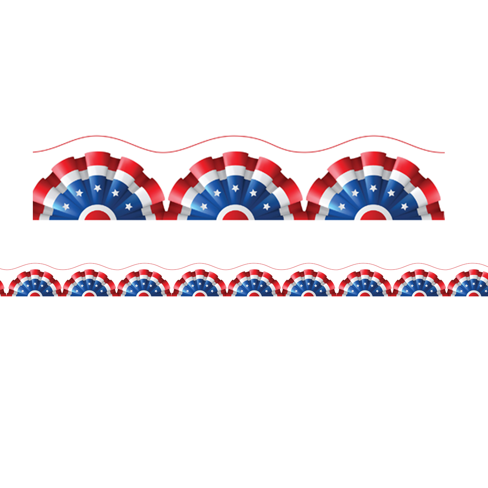 Magnetic Scallop Borders/Trims, 1.5" x 24", Patriotic Theme, Pack of 12