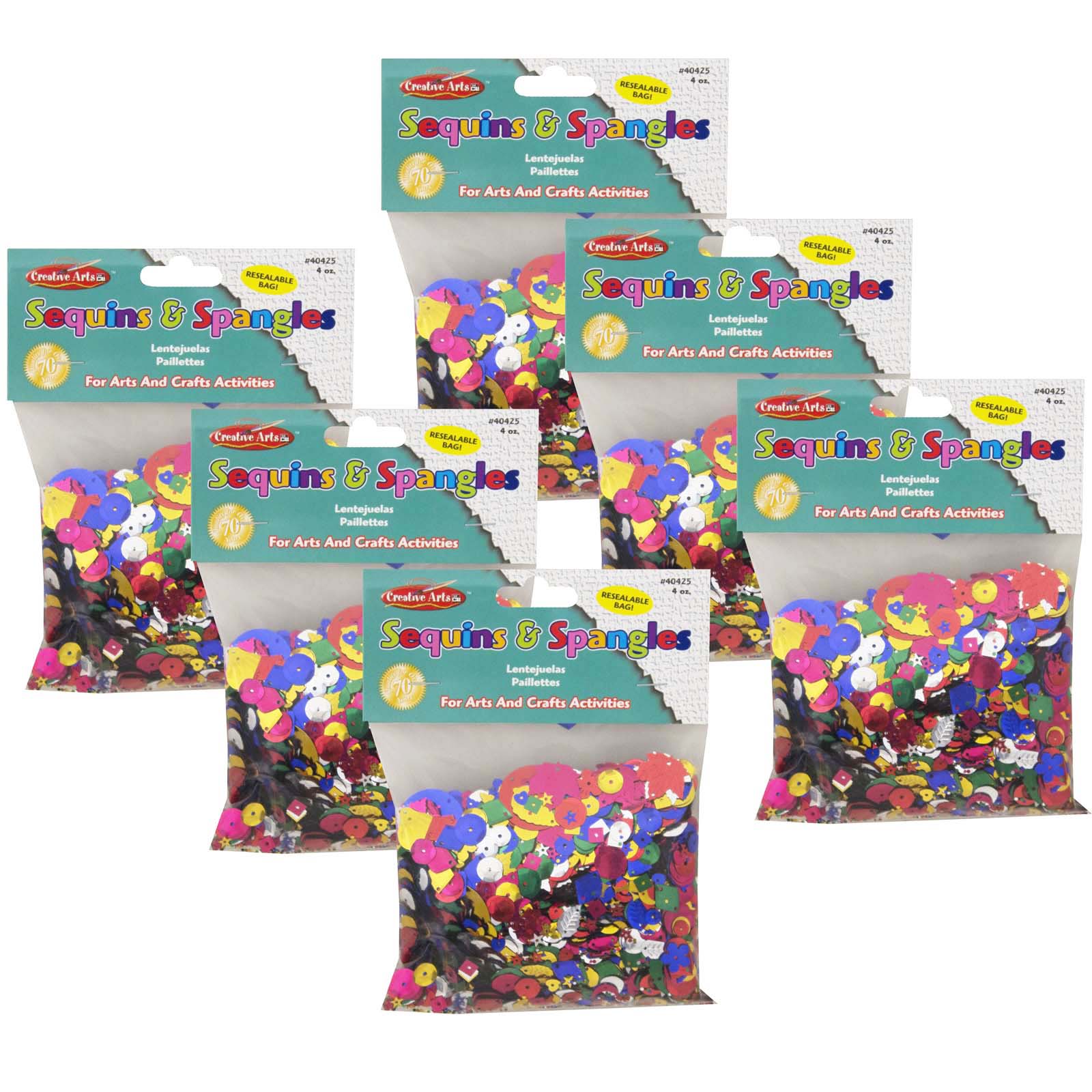 Glittering Sequins with Spangles, 4 oz Per Pack, 6 Packs