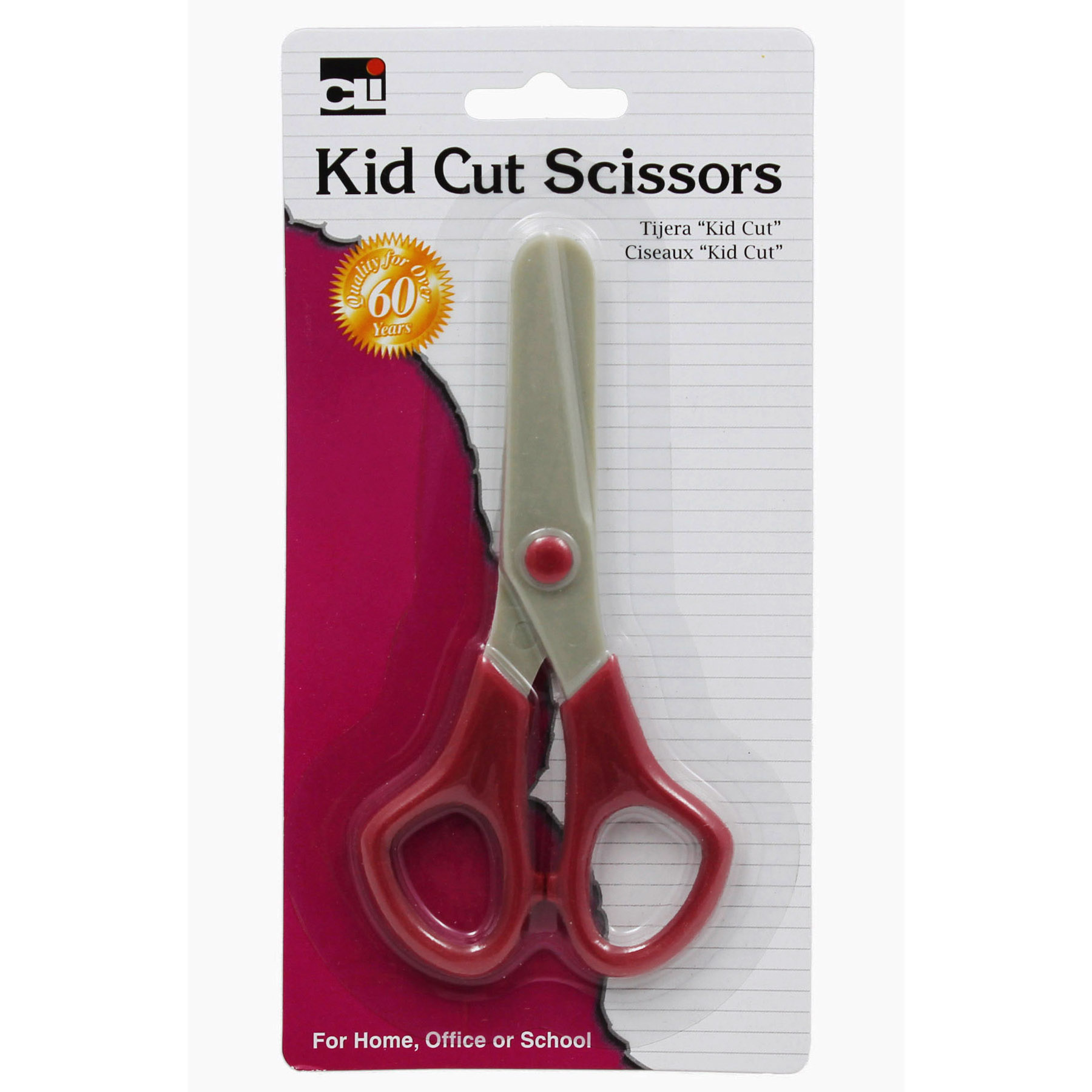 Kid Cut Scissors, Blunt Tip, Plastic, Assorted Colors