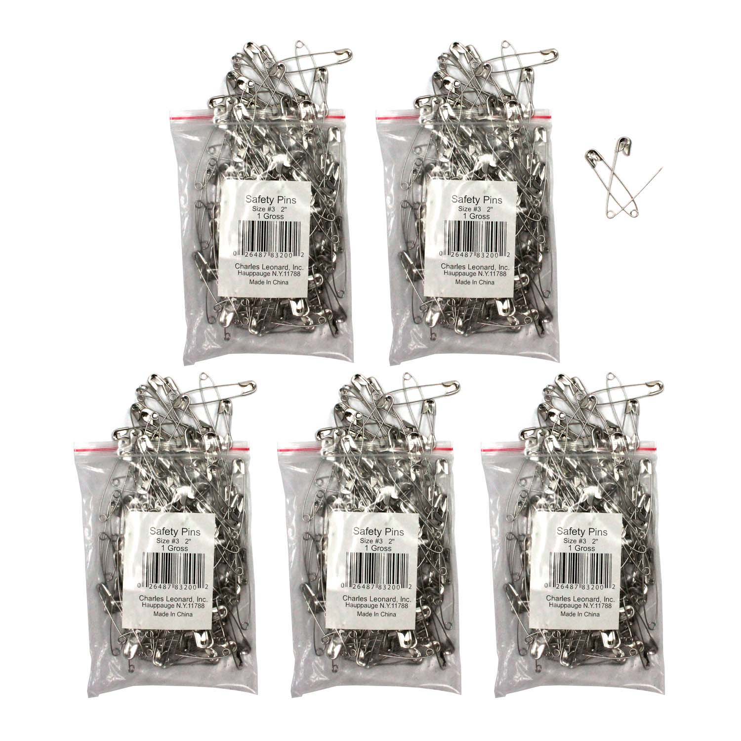 Safety Pins 2", 144 Per Pack, 5 Packs